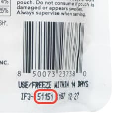 Pouches lot code